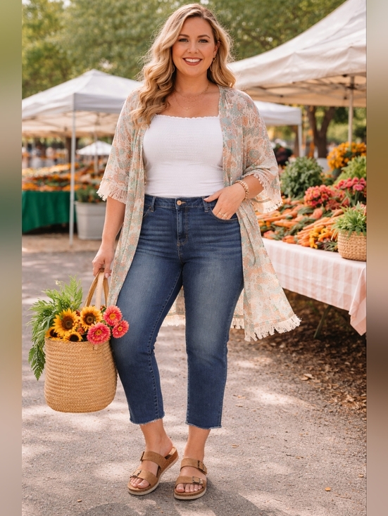 Maurices Denim - Curvy High Rise Crop Jeans 16W | Waist Gap Fix Denim Chic Night Out Style